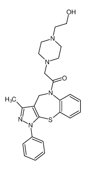 5-{[4-(2-hydroxy-ethyl)-piperazin-1-yl]-acetyl}-3-methyl-1-phenyl-4,5-dihydro-1H-benzo[b]pyrazolo[4,3-f][1,4]thiazepine_68177-92-4