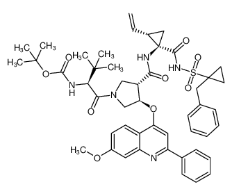 tert-butyl ((S)-1-((3S,4R)-3-(((1R,2S)-1-(((1-benzylcyclopropyl)sulfonyl)carbamoyl)-2-vinylcyclopropyl)carbamoyl)-4-((7-methoxy-2-phenylquinolin-4-yl)oxy)pyrrolidin-1-yl)-3,3-dimethyl-1-oxobutan-2-yl)carbamate_681807-50-1