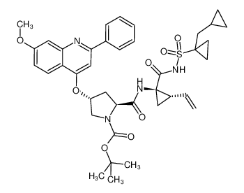 tert-butyl (2S,4R)-2-(((1R,2S)-1-(((1-(cyclopropylmethyl)cyclopropyl)sulfonyl)carbamoyl)-2-vinylcyclopropyl)carbamoyl)-4-((7-methoxy-2-phenylquinolin-4-yl)oxy)pyrrolidine-1-carboxylate_681809-26-7
