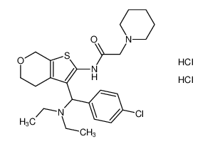 N-(3-((4-chlorophenyl)(diethylamino)methyl)-4,7-dihydro-5H-thieno[2,3-c]pyran-2-yl)-2-(piperidin-1-yl)acetamide dihydrochloride_681843-05-0