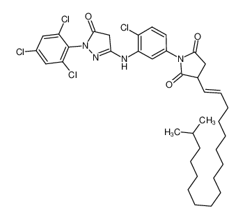 1-[4-chloro-3-[[5-oxo-1-(2,4,6-trichlorophenyl)-4H-pyrazol-3-yl]amino]phenyl]-3-[(E)-16-methylheptadec-5-enyl]pyrrolidine-2,5-dione_68240-17-5