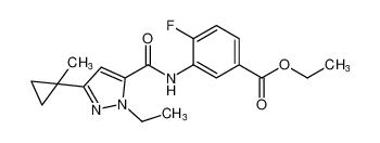 ethyl 3-(1-ethyl-3-(1-methylcyclopropyl)-1H-pyrazole-5-carboxamido)-4-fluorobenzoate_682755-19-7