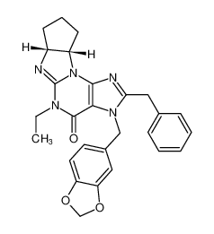 (6aR,9aS)-3-(benzo[d][1,3]dioxol-5-ylmethyl)-2-benzyl-5-ethyl-5,6a,7,8,9,9a-hexahydrocyclopenta[4,5]imidazo[2,1-b]purin-4(3H)-one_682772-12-9