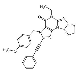 (6aR,9aS)-5-ethyl-3-(4-methoxybenzyl)-2-(phenylethynyl)-5,6a,7,8,9,9a-hexahydrocyclopenta[4,5]imidazo[2,1-b]purin-4(3H)-one_682772-18-5