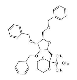 [2-((2S,3S,4R,5R)-3,4-Bis-benzyloxy-5-benzyloxymethyl-tetrahydro-furan-2-ylmethyl)-[1,3]dithian-2-yl]-trimethyl-silane_682808-00-0