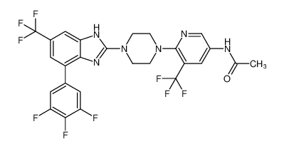 N-(5-(trifluoromethyl)-6-(4-(6-(trifluoromethyl)-4-(3,4,5-trifluorophenyl)-1H-benzo[d]imidazol-2-yl)piperazin-1-yl)pyridin-3-yl)acetamide_683242-65-1