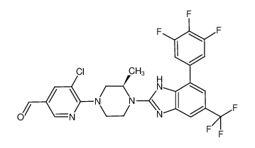 5-chloro-6-{(3R)-3-methyl-4-[5-trifluoromethyl-7-(3,4,5-trifluoro-phenyl)-1H-benzoimidazol-2-yl]-piperazin-1-yl}-pyridine-3-carbaldehyde_683244-27-1