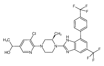 1-(5-chloro-6-{(3R)-3-methyl-4-[5-trifluoromethyl-7-(4-trifluoromethyl-phenyl)-1H-benzoimidazol-2-yl]-piperazin-1-yl}-pyridin-3-yl)-ethanol_683245-63-8