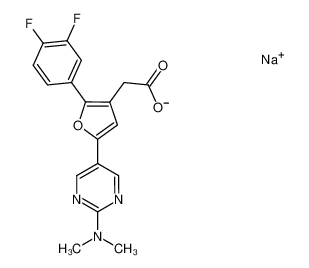 sodium 2-(2-(3,4-difluorophenyl)-5-(2-(dimethylamino)pyrimidin-5-yl)furan-3-yl)acetate_683252-99-5