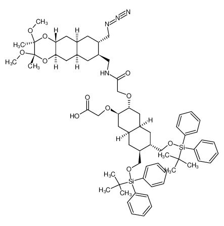 [3-{[(8-azidomethyl-2,3-dimethoxy-2,3-dimethyl-dodecahydro-naphtho[2,3-b][1,4]dioxin-7-ylmethyl)-carbamoyl]-methoxy}-6,7-bis-(tert-butyl-diphenyl-silanyloxymethyl)-decahydro-naphthalen-2-yloxy]-acetic acid_683270-48-6