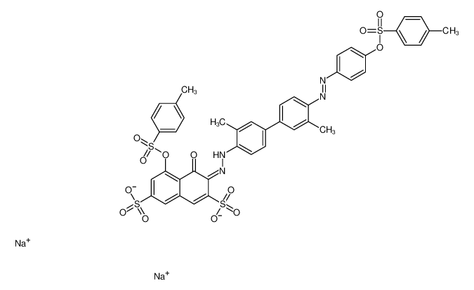 disodium,(3E)-3-[[2-methyl-4-[3-methyl-4-[[4-(4-methylphenyl)sulfonyloxyphenyl]diazenyl]phenyl]phenyl]hydrazinylidene]-5-(4-methylphenyl)sulfonyloxy-4-oxonaphthalene-2,7-disulfonate_68345-21-1