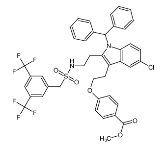 methyl 4-(2-(1-benzhydryl-2-(2-(((3,5-bis(trifluoromethyl)phenyl)methyl)sulfonamido)ethyl)-5-chloro-1H-indol-3-yl)ethoxy)benzoate_683813-07-2