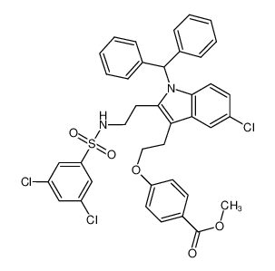 methyl 4-(2-(1-benzhydryl-5-chloro-2-(2-((3,5-dichlorophenyl)sulfonamido)ethyl)-1H-indol-3-yl)ethoxy)benzoate_683813-10-7