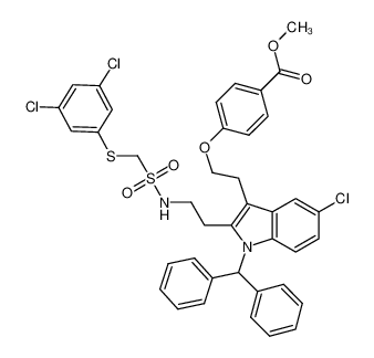 methyl 4-[2-(1-benzhydryl-5-chloro-2-{2-[({[(3,5-dichlorophenyl)sulfanyl]methyl}sulfonyl)amino]ethyl}-1H-indol-3-yl)ethoxy]benzoate_683813-72-1