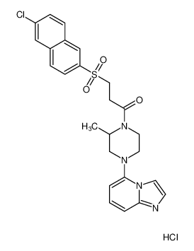 3-((6-chloronaphthalen-2-yl)sulfonyl)-1-(4-(imidazo[1,2-a]pyridin-5-yl)-2-methylpiperazin-1-yl)propan-1-one hydrochloride_684221-63-4