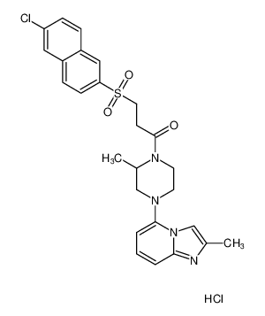 3-((6-chloronaphthalen-2-yl)sulfonyl)-1-(2-methyl-4-(2-methylimidazo[1,2-a]pyridin-5-yl)piperazin-1-yl)propan-1-one hydrochloride_684221-64-5
