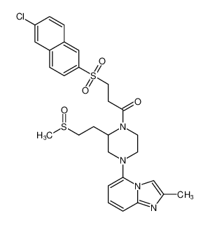 3-((6-chloronaphthalen-2-yl)sulfonyl)-1-(4-(2-methylimidazo[1,2-a]pyridin-5-yl)-2-(2-(methylsulfinyl)ethyl)piperazin-1-yl)propan-1-one_684222-32-0