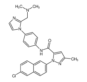 1-(6-chloronaphthalen-2-yl)-N-(4-(2-((dimethylamino)methyl)-1H-imidazol-1-yl)phenyl)-3-methyl-1H-pyrazole-5-carboxamide_684233-62-3