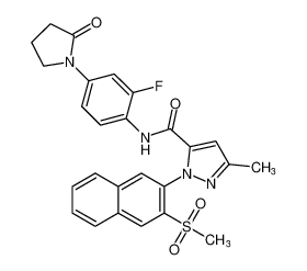 N-(2-fluoro-4-(2-oxopyrrolidin-1-yl)phenyl)-3-methyl-1-(3-(methylsulfonyl)naphthalen-2-yl)-1H-pyrazole-5-carboxamide_684233-75-8