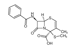 (6R)-7t-benzoylamino-3-methyl-2-methylsulfanyl-8-oxo-(6rH)-5-thia-1-aza-bicyclo[4.2.0]oct-3-ene-2c-carboxylic acid_68474-88-4