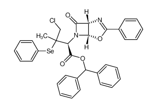 Diphenylmethyl-2-(1R,5S-3-phenyl-7-oxo-4-oxa-2,6-diazabicyclo(3.2.0)hept-2-en-6-yl)-3-phenylselenyl-4-chlor-3-methylbutyrat_68506-16-1