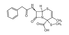 (6R)-3-methyl-2-methylsulfanyl-8-oxo-7t-(2-phenyl-acetylamino)-(6rH)-5-thia-1-aza-bicyclo[4.2.0]oct-3-ene-2c-carboxylic acid_68510-39-4