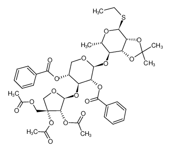ethyl 2,3,3'-tri-O-acetyl-β-D-apiofuranosyl-(1-)3)-2,4-di-O-benzoyl-β-D-xylopyranosyl-(1-)4)-2,3-O-isopropylidene-1-thio-α-L-rhamnoside_685104-35-2