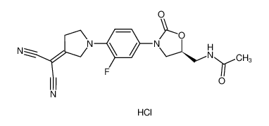 N-[[(5S)-3-[3-fluoro-4-(3-dicyanomethylidene-pyrrolidin-1-yl)-phenyl]-2-oxo-5-oxazolidinyl]-methyl]-acetamide hydrochloride salt_685570-96-1