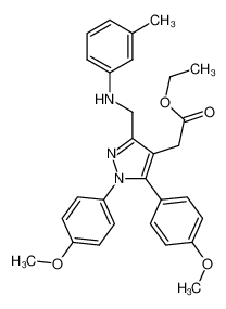 ethyl 2-(1,5-bis(4-methoxyphenyl)-3-((m-tolylamino)methyl)-1H-pyrazol-4-yl)acetate_685854-07-3