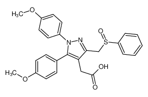 2-(1,5-bis(4-methoxyphenyl)-3-((phenylsulfinyl)methyl)-1H-pyrazol-4-yl)acetic acid_685856-58-0