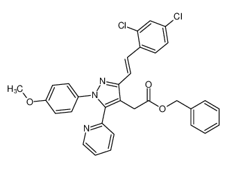 benzyl (E)-2-(3-(2,4-dichlorostyryl)-1-(4-methoxyphenyl)-5-(pyridin-2-yl)-1H-pyrazol-4-yl)acetate_685856-92-2