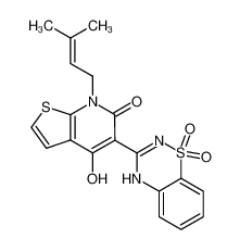 5-(1,1-dioxido-4H-1,2,4-benzothiadiazin-3-yl)-4-hydroxy-7-(3-methyl-2-butenyl)thieno[2,3-b]pyridin-6(7H)-one_686266-80-8