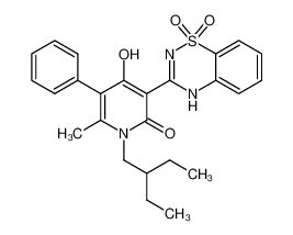 3-(1,1-dioxido-4H-1,2,4-benzothiadiazin-3-yl)-1-(2-ethylbutyl)-4-hydroxy-6-methyl-5-phenyl-2(1H)-pyridinone_686266-86-4