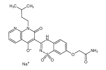 2-({3-[4-hydroxy-1-(3-methylbutyl)-2-oxo-1,2-dihydro-1,8-naphthyridin-3-yl]-1,1-dioxido-4H-1,2,4-benzothiadiazin-7-yl}oxy)acetamide sodium salt_686267-98-1