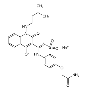 2-[(3-{4-hydroxy-1-[(3-methylbutyl)amino]-2-oxo-1,2-dihydroquinolin-3-yl}-1,1-dioxido-4H-1,2,4-benzothiadiazin-7-yl)oxy]acetamide sodium salt_686271-79-4