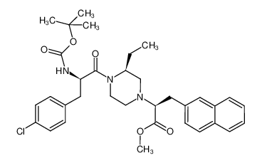 2-{4-[2-tert-butoxycarbonylamino-3-(4-chlorophenyl)-propionyl]-3-ethyl-piperazin-1-yl}-3-naphthalen-2-yl-propionic acid methyl ester_686338-10-3