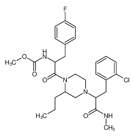 methyl (1-(4-(3-(2-chlorophenyl)-1-(methylamino)-1-oxopropan-2-yl)-2-propylpiperazin-1-yl)-3-(4-fluorophenyl)-1-oxopropan-2-yl)carbamate_686339-44-6