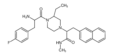 2-{4-[2-amino-3-(4-fluorophenyl)-propionyl]-3-ethyl-piperazin-1-yl}-N-methyl-3-naphthalen-2-yl-propioamide hydrochloride_686340-11-4