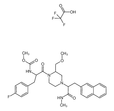 {1-(4-fluorobenzyl)-2-[2-methoxymethyl-4-(1-methylcarbamoyl-2-naphthalen-2-yl-ethyl)-piperazin-1-yl]-2-oxo-ethyl}-carbamic acid methyl ester trifluoroacetate salt_686340-88-5