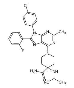 1-[9-(4-chlorophenyl)-8-(2-fluorophenyl)-2-methyl-9H-purin-6-yl]-4-isopropylaminopiperidine-4-carboxylic acid amide_686344-27-4