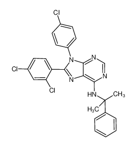 9-(4-chlorophenyl)-8-(2,4-dichlorophenyl)-N-(2-phenylpropan-2-yl)-9H-purin-6-amine_686345-63-1