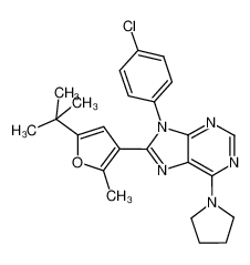 8-(5-(tert-butyl)-2-methylfuran-3-yl)-9-(4-chlorophenyl)-6-(pyrrolidin-1-yl)-9H-purine_686346-95-2