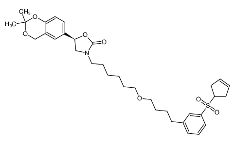 (5R)-3-[6-({4-[3-(3-cyclopenten-1-ylsulfonyl)phenyl]butyl}oxy)hexyl]-5-(2,2-dimethyl-4H-1,3-benzodioxin-6-yl)-1,3-oxazolidin-2-one_686351-14-4