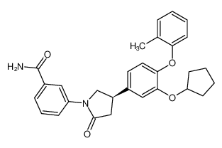 (R)-3-(4-(3-(cyclopentyloxy)-4-(o-tolyloxy)phenyl)-2-oxopyrrolidin-1-yl)benzamide_686712-15-2