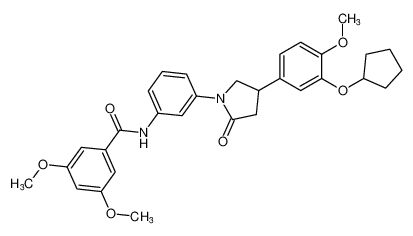 N-(3-(4-(3-(cyclopentyloxy)-4-methoxyphenyl)-2-oxopyrrolidin-1-yl)phenyl)-3,5-dimethoxybenzamide_686712-41-4