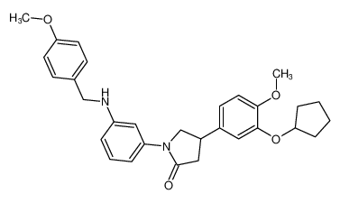 4-(3-(cyclopentyloxy)-4-methoxyphenyl)-1-(3-((4-methoxybenzyl)amino)phenyl)pyrrolidin-2-one_686712-52-7