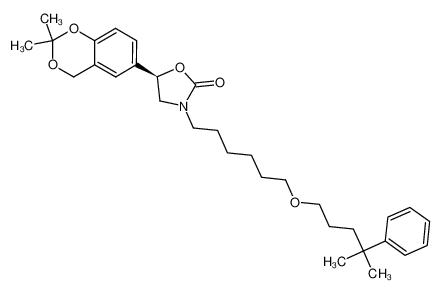 (5R)-5-(2,2-dimethyl-4H-1,3-benzodioxin-6-yl)-3-{6-[(4-methyl-4-phenylpentyl)oxy]hexyl}-1,3-oxazolidin-2-one_686734-43-0