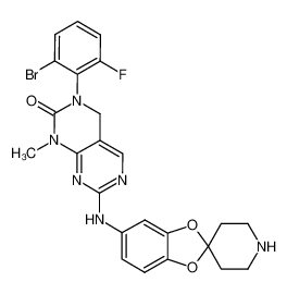 3-(2-bromo-6-fluoro-phenyl)-3,4-dihydro-7-(spiro[1,3-benzodioxolo-2,4'-piperidine]-5-yl)amino-1-methyl-pyrimido[4,5-d]pyrimidin-2(1H)-one_686757-37-9