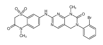 3-(2-bromo-phenyl)-1-methyl-7-(4-methyl-1,1,3-trioxo-1,2,3,4-tetrahydro-1lambda*6*-benzo[1,4]thiazin-7-ylamino)-3,4-dihydro-1H-pyrimido[4,5-d]pyrimidin-2-one_686761-11-5
