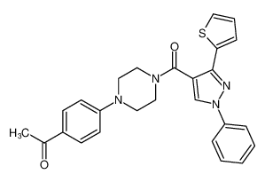 1-(4-(4-(1-phenyl-3-(thiophen-2-yl)-1H-pyrazole-4-carbonyl)piperazin-1-yl)phenyl)ethan-1-one_686769-89-1